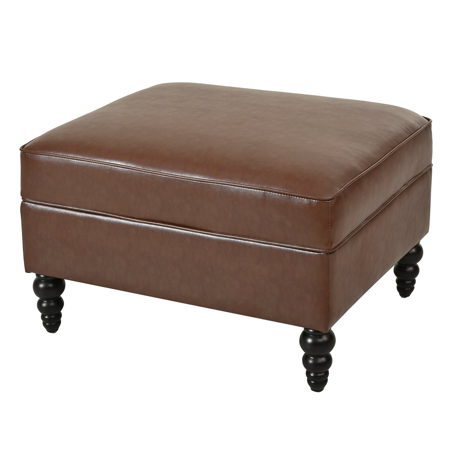 Calder Faux Leather Sectional – 85" L-Shaped 4-Seater with Storage Ottoman (2 Colors)
