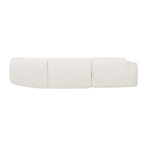 Modern Curved Sectional Sofa – 140” Compression Foam 3-Piece Chaise Sectional (Right Facing) in white upholstery.
