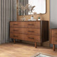 Logan Solid Wood 6-Drawer Dresser – 55” Walnut Bedroom Storage (Mid-Century Modern)