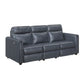 Ardley power reclining sofa, loveseat and chair set in navy faux leather