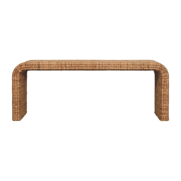 Leif Brown Solid Wood Rattan Bench – 48