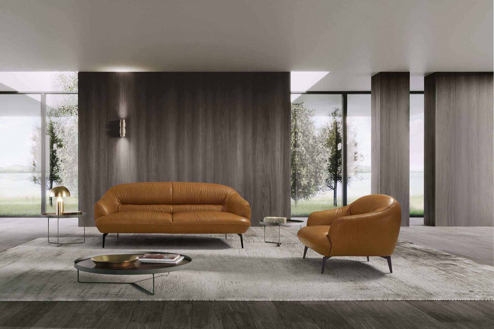 Leonia Contemporary Italian Leather Loveseat Sofa 66” - Revel Sofa 