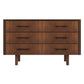Logan Solid Wood 6-Drawer Dresser – 55” Walnut Bedroom Storage (Mid-Century Modern)