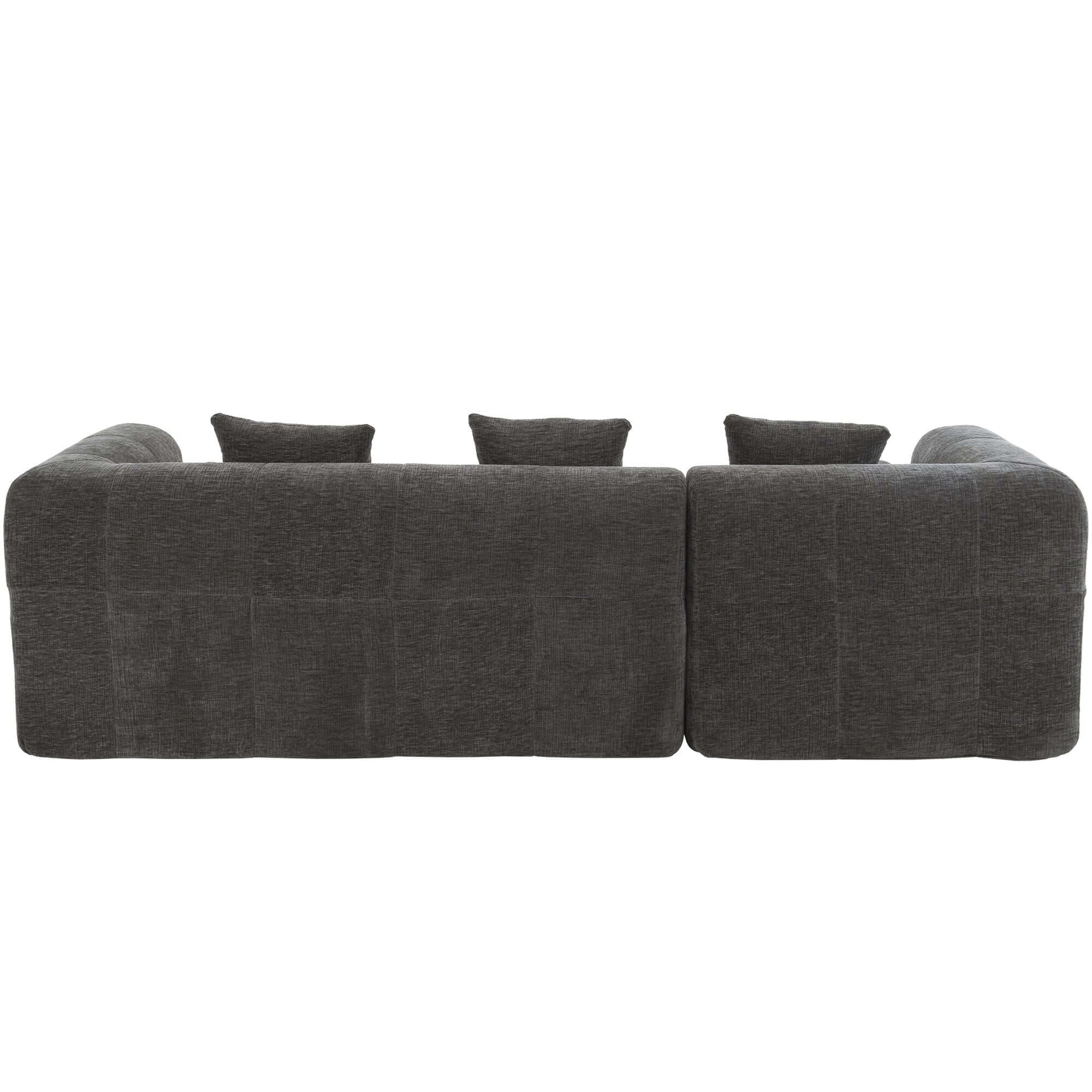 Modern Modular Chenille Sectional Sofa – 101” Deep Seating Sofa with Side Pockets & Chaise back view with plush cushions
