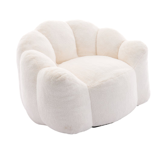Nash Plush Bean Bag Chair – 44" White Compression Bean Bag with Pull Ring