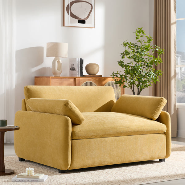Galloway Yellow Chenille Oversized Accent Chair – 50