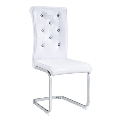 Kinsey Faux Leather Dining Chairs – 39.6" Crystal Buckle Dining Chair