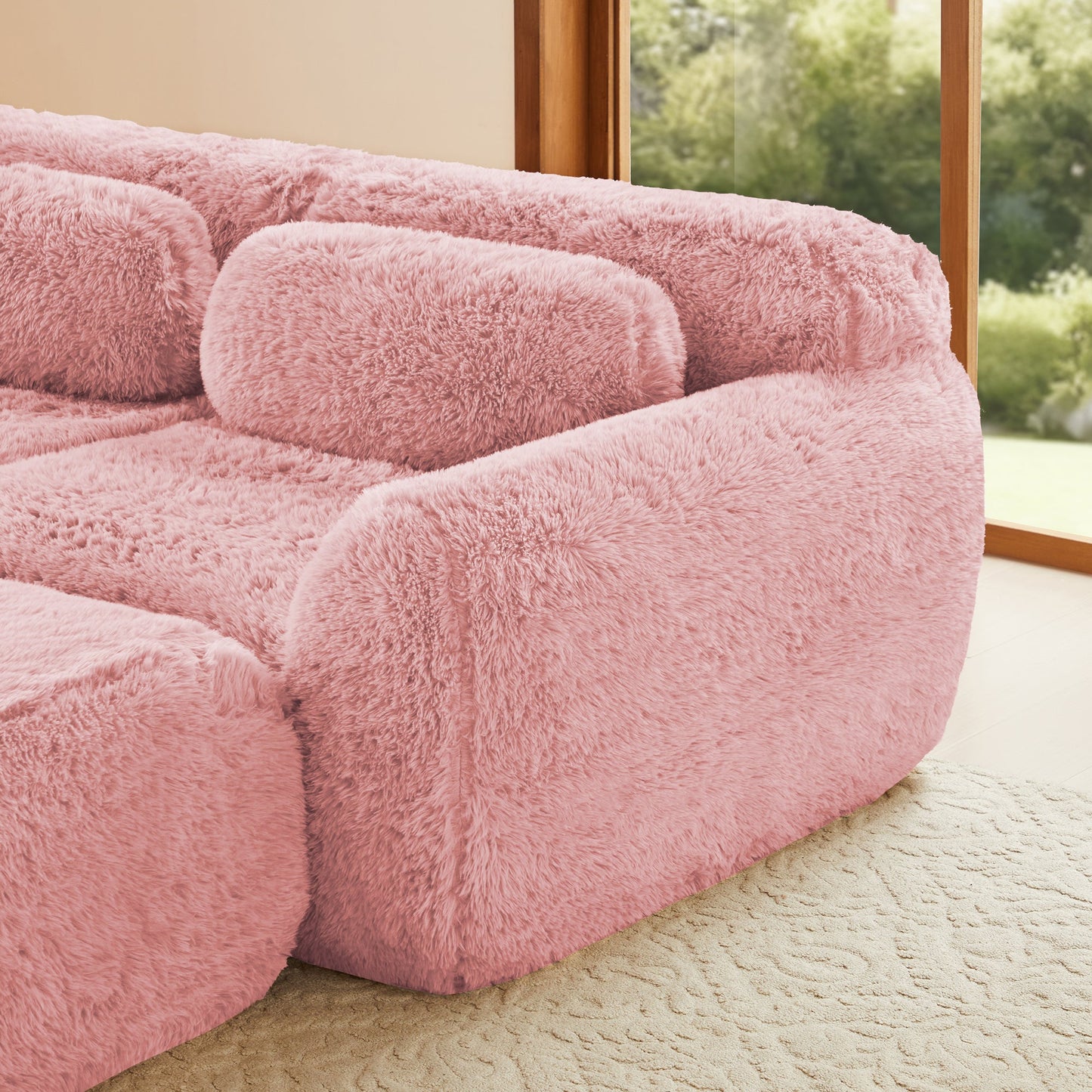 Grayson pink plush modular sofa