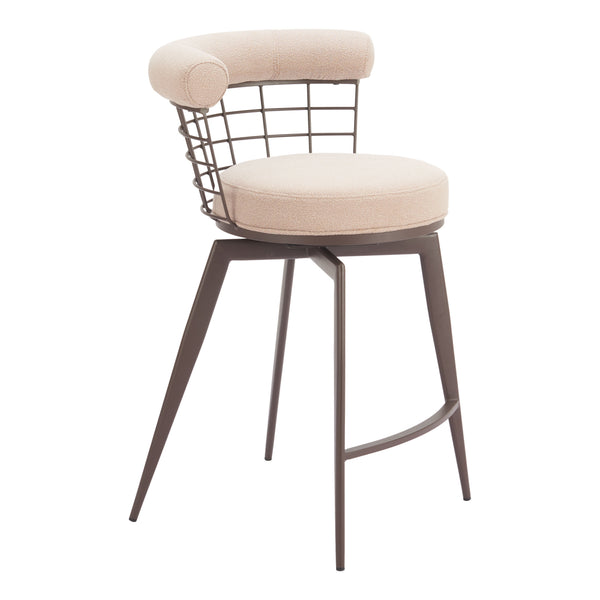 Saku Beige & Brown Swivel Counter Stool