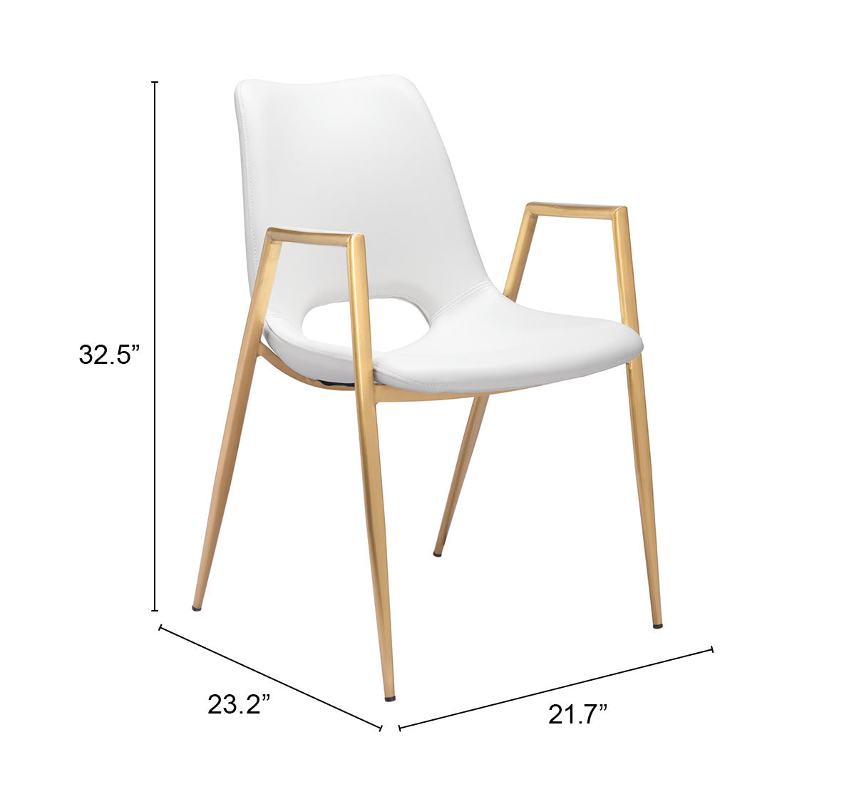 Desi Dining Chair (Set of 2) in White & Gold