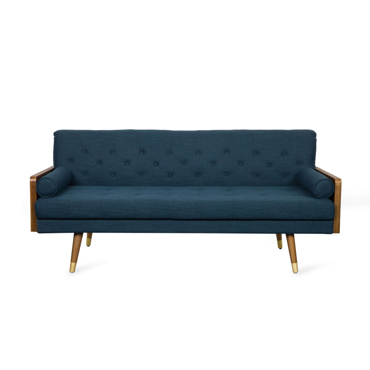 Modern Tufted Fabric Loveseat Sofa 72" – Compact 2-Seater Couch for Small Spaces in navy blue upholstery