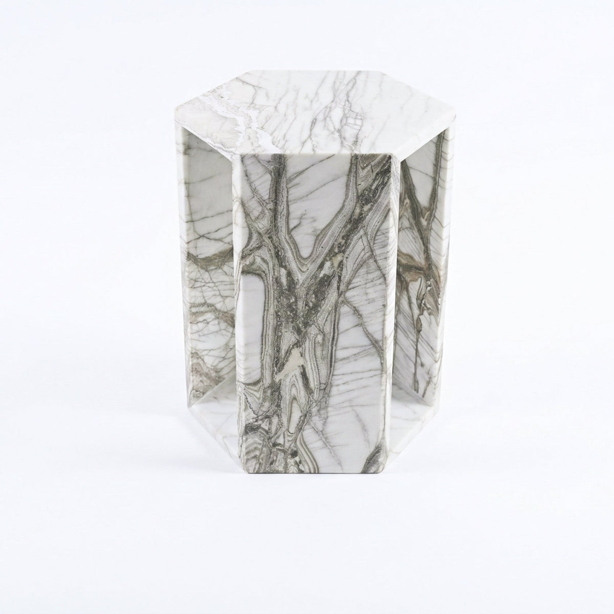Alba Marble Side Table in White (Polished)
