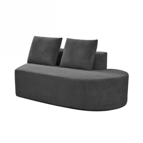 Modern Low Profile Modular Curved Foam Sofa 116' (4 Colors) in dark grey fabric with two back cushions.