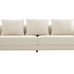 100" Cream Fabric Sofa with Brown Wood Legs & Rounded Arms featuring soft cushions and a contemporary design.