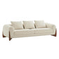 100" Cream Fabric Sofa with Brown Wood Legs & Rounded Arms for spacious and stylish living room seating.