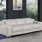 103" Italian Leather Reclining USB Sofa | Power Recliner Couch in modern living room setting.