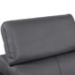 Close-up view of the headrest on the 103" Dark Gray Top Grain Leather Power Reclining Sofa with USB & Metal Legs.