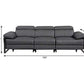 103" Dark Gray Top Grain Leather Power Reclining Sofa with USB & Metal Legs dimensions 104" x 31" x 43"