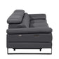 103" Dark Gray Top Grain Leather Power Reclining Sofa with USB & Metal Legs side view showcasing sleek design and reclining feature.