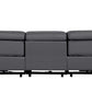 103" Dark Gray Top Grain Leather Power Reclining Sofa with USB & Metal Legs, back view showcasing modern design and premium leather.
