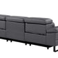 103" Dark Gray Top Grain Leather Power Reclining Sofa with USB & Metal Legs side view, showcasing sleek modern design and comfort.