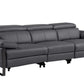 103" Dark Gray Top Grain Leather Power Reclining Sofa with USB & Metal Legs, modern design and luxurious comfort.
