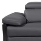 Close-up view of the 103" Dark Gray Top Grain Leather Power Reclining Sofa with USB & Metal Legs showcasing plush armrest.