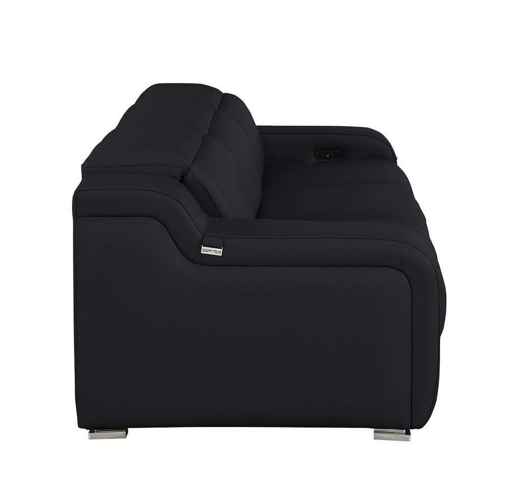 103" Italian Leather Reclining USB Sofa | Power Recliner Couch side view with sleek design and modern upholstery.