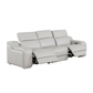103" Italian Leather Reclining USB Sofa | Power Recliner Couch in modern light grey with power reclining features.