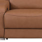 103" Italian Leather Reclining USB Sofa | Power Recliner Couch - Close-up of luxurious leather upholstery and recline button.