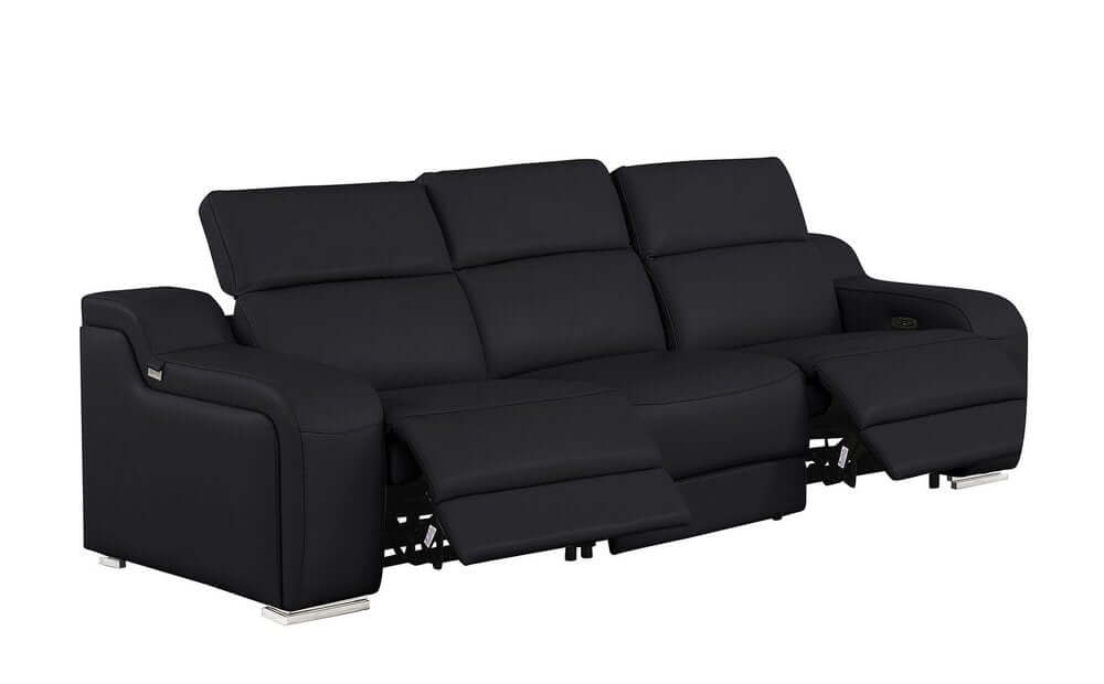 103" Italian Leather Reclining USB Sofa | Power Recliner Couch with dual power recline features and modern design.