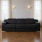103" Italian Leather Reclining USB Sofa | Power Recliner Couch in modern living room with windows