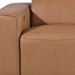 104" Top Grain Leather Reclining USB Sofa with Storage | Modern Recliner Couch close-up of top-grain leather upholstery.