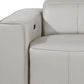 104" Top Grain Leather Reclining USB Sofa with Storage | Modern Recliner Couch armrest detail.