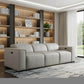 104" Top Grain Leather Reclining USB Sofa with Storage | Modern Recliner Couch in a stylish living room setting.