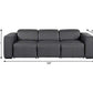 104" Top Grain Leather Reclining USB Sofa with Storage | Modern Recliner Couch in gray, showing dimensions and design.