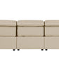 104" Top Grain Leather Reclining USB Sofa with Storage | Modern Recliner Couch in beige leather.