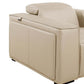 104" Top Grain Leather Reclining USB Sofa with Storage | Modern Recliner Couch side view showcasing beige leather upholstery.
