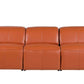 104" Top Grain Leather Reclining USB Sofa with Storage | Modern Recliner Couch in chestnut color.