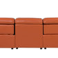 104" Top Grain Leather Reclining USB Sofa with Storage | Modern Recliner Couch in chestnut leather finish.