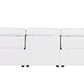 104" Top Grain Leather Reclining USB Sofa with Storage | Modern Recliner Couch in white with hidden storage.