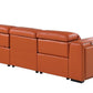104" Top Grain Leather Reclining USB Sofa with Storage | Modern Recliner Couch - side view showcasing premium leather upholstery.