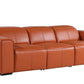 104" Top Grain Leather Reclining USB Sofa with Storage | Modern Recliner Couch in chestnut color.