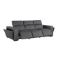 104" Top Grain Leather Reclining USB Sofa with Storage | Modern Recliner Couch in gray with power reclining and storage.