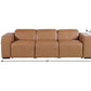 104" Top Grain Leather Reclining USB Sofa with Storage | Modern Recliner Couch in chestnut, dimensions 104" x 31" x 43".