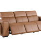 104" Top Grain Leather Reclining USB Sofa with Storage | Modern Recliner Couch in chestnut color, featuring power reclining and hidden storage.