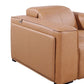 104" Top Grain Leather Reclining USB Sofa with Storage | Modern Recliner Couch side view with hidden storage.