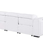 104" Top Grain Leather Reclining USB Sofa with Storage | Modern Recliner Couch in white leather with hidden storage.