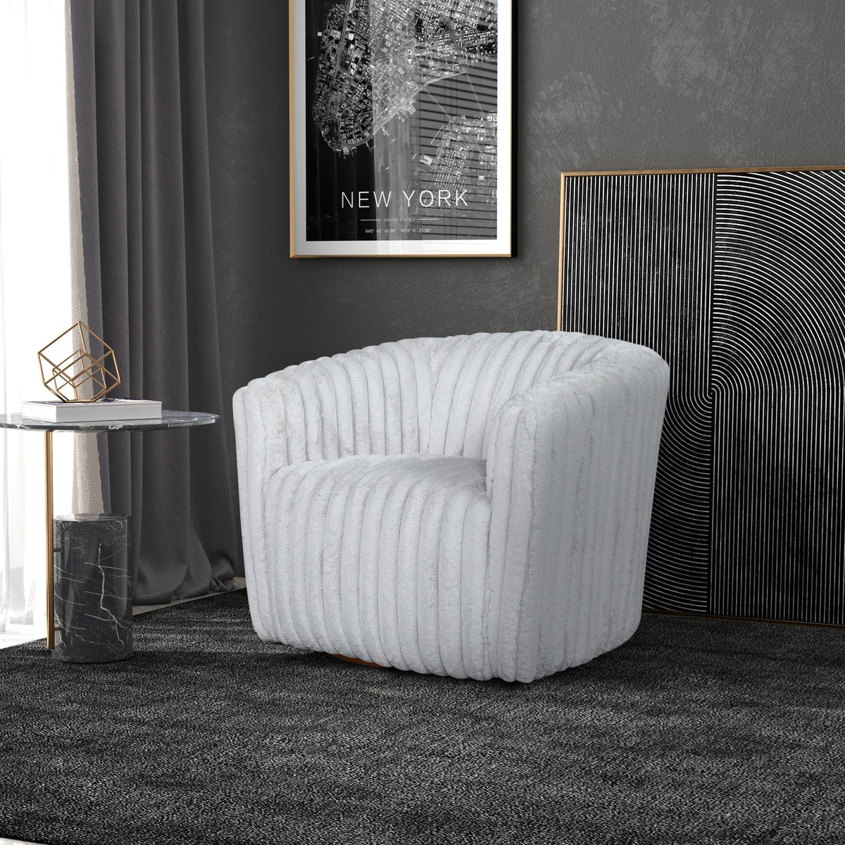 Mira Channel Tufted Velvet Swivel Accent Chair Set (2)