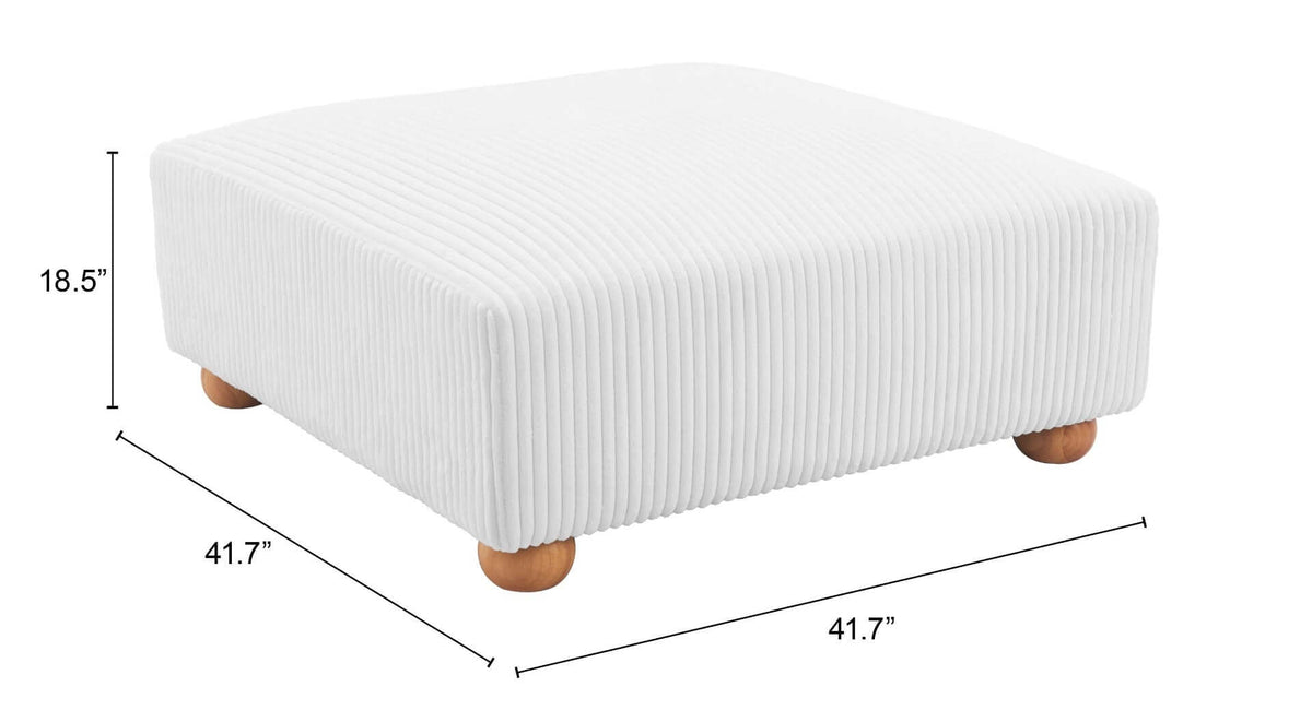 Tayte White Corduroy Modular Sectional Sofa 150" – Deep Seat Oversized Couch ottoman with dimensions 41.7" x 41.7" x 18.5".